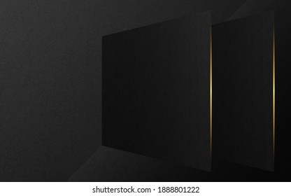 Abstract luxury background. Gold lines on black texture background. Vector illustration. 