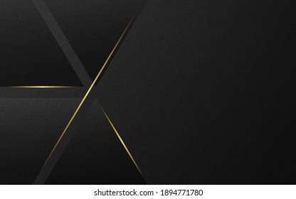 Abstract luxury background. Gold lines on black texture background. Vector illustration. 