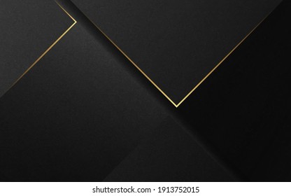 Abstract luxury background. Gold lines on black texture background. Vector illustration. 