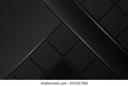 Resumen de los antecedentes de lujo. Líneas doradas sobre fondo de textura negra. Ilustración vectorial. 