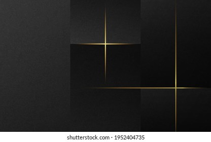 Abstract luxury background. Gold lines on black texture background. Vector illustration. 