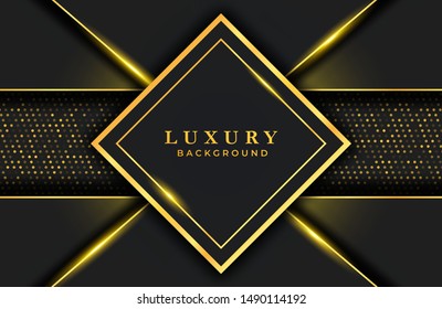 Abstract luxury background with gold particle elements. Graphic design template for invitation, cover, background. Elegant decoration