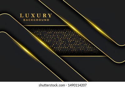 Abstract luxury background with gold particle elements. Graphic design template for invitation, cover, background. Elegant decoration