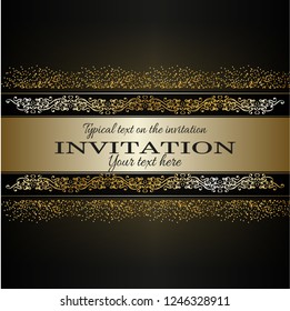 Abstract luxury background with gold vintage frame, victorian banner, invitation card