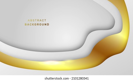 Abstract luxury background. Gold and white shapes