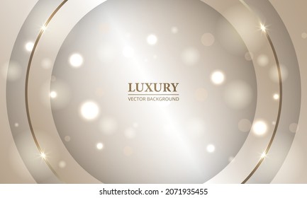 Resumen de fondo de lujo con marco de círculo dorado y efecto festivo de bokeh. Ilustración del vector
