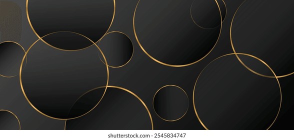 abstract luxury background with golden circle pattern. metallic texture premium design. smooth abstract background, Vector illustration