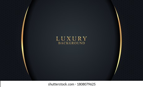 Abstract luxury background with golden element and realistic concept. Golden frame with lights effects. Shining oval shape. Isolated on black transparent background. Vector Eps 10