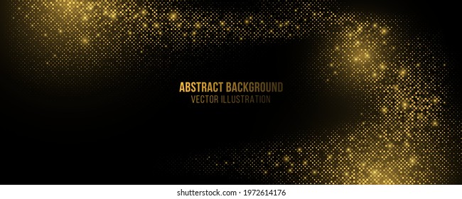 Abstract luxury background. Golden glittering dots texture. Halftone effect. Magical dust. Vector illustration. EPS 10.