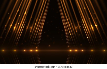 Abstract luxury background with golden light rays. Abstract scene concept design. Vector illustration