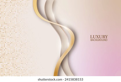 Abstract luxury background with golden line. Realistic papercut style 3d. Design vector illustration