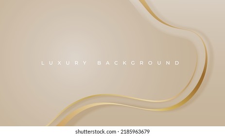 Abstract luxury background with golden wave lines, paper cut style. Soft color template with curve shape and gold lines. Premium design with space for text. Vector illustration