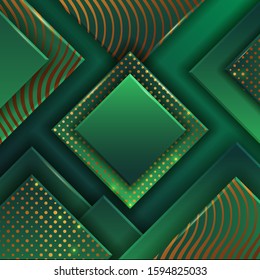 Abstract luxury background green with gold