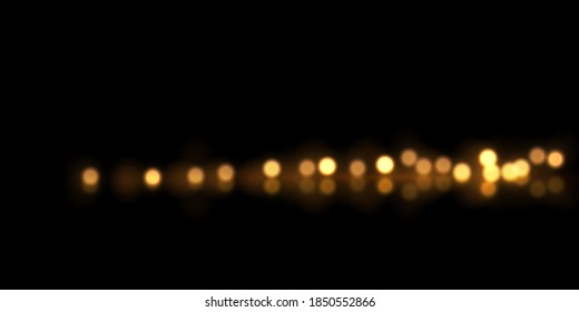 Resumen de fondo de lujo con luces horizontales de bokeh dorado. Ensordecedora luz de brillo dorado en negro.