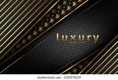 Abstract luxury background image, golden flower, overlapping with silver Modern geometric shapes for design