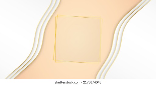 Abstract luxury background light and white template design with Square gold glitter template. Overlapping style background. illustration vector. Pink background overlaps white vector illustrator