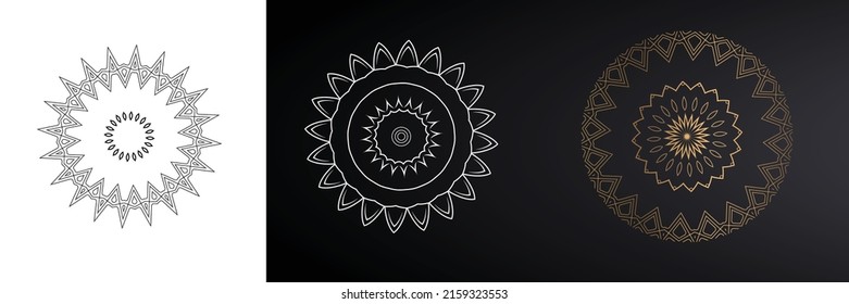 Abstract luxury background mandala design set. Luxury ornamental background in gold color. invitation wedding card, invite backdrop cover banner illustration vector design.