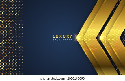 Abstract luxury background overlapping layers on dark space with golden glow effect