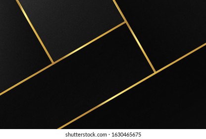 Abstract luxury background.  Polygonal pattern. Gold lines on black texture background. Vector illustration. 