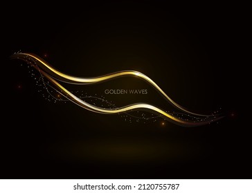 Abstract luxury background with sparkling shiny golden waves.