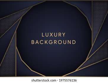 Abstract luxury background template design use gold and blue gradient colors. polygonal shape as place for text. dot pattern element.
