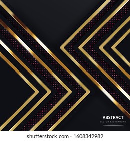 Abstract luxury background. Two golden corners mixed in with a glitter on his body is opposite direction. Elegant geometric shapes design