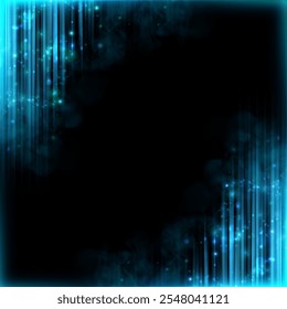 Abstract luxury background with vertical glow of blue glare of shimmering lines. Realistic background with 2D effect. Neon glow of bright rays.
