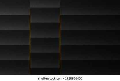 Resumen de los antecedentes de lujo. Líneas doradas verticales sobre fondo de textura negra. Ilustración vectorial. 