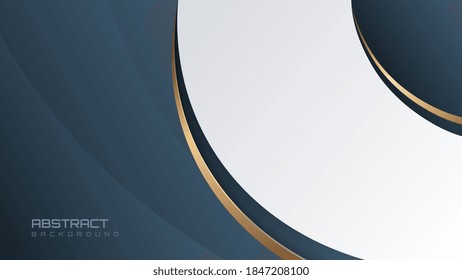 Abstract luxury background with wavy gold navy blue. Elegant for magazine, brochure, banner, poster, business card template.