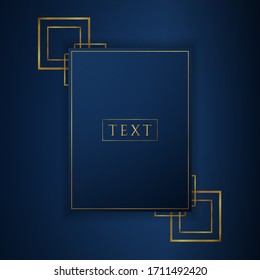 Abstract luxury banner geometric card square shape overlap design gold color style. vector illustration.