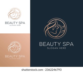 Resumen diseño de diseño de logotipo de belleza de lujo y spa ilustración vectorial