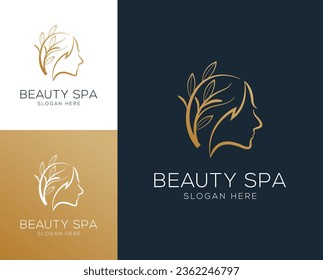 Resumen diseño de diseño de logotipo de belleza de lujo y spa ilustración vectorial