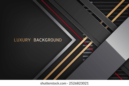 Abstract luxury black background with geometric shapes and golden lines
