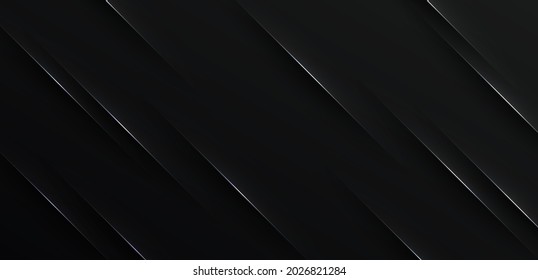 Abstract luxury black background with shiny silver light line. Modern simple diagonal light line texture design with shadow. Luxury and elegant premium graphic elements