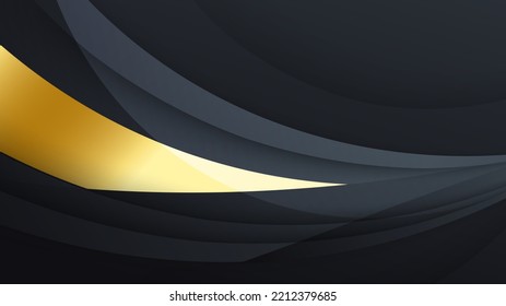 Abstract luxury black and gold background with waves