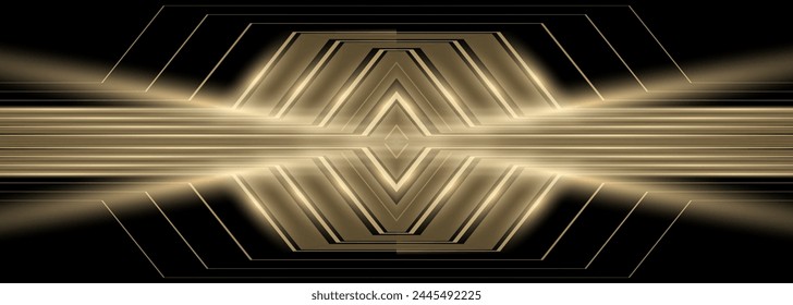 Abstract luxury black and gold background with arrows and angles. Elegant luxury background with 3d geometric rhomb golden arrows. Vector illustration