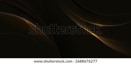 Abstract Luxury Black and Gold Background with Wavy Lines