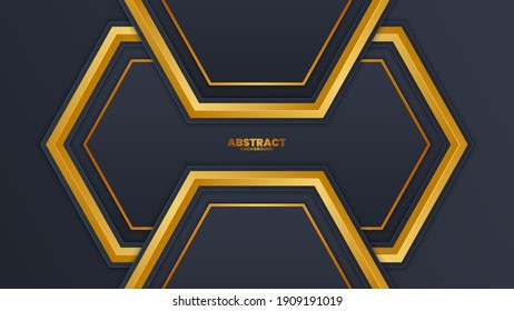 Abstract luxury black with gold background.Vector texture frame