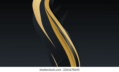 Abstract luxury black gold wave vector background