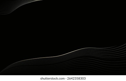 Abstract Luxury black and golden background, golden waves lines, art deco pattern for poster, greeting card, banner, background, wallpaper, pattern, graphic and printing.