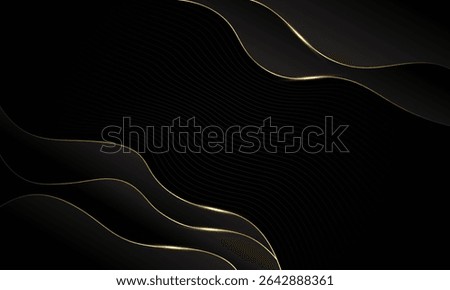 Abstract Luxury black and golden background, golden waves lines, art deco pattern for poster, greeting card, banner, background, wallpaper, pattern, graphic and printing.