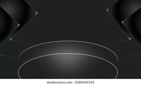 Abstract luxury black and gray background, light design modern luxury futuristic background vector illustration. Abstract black banner silver line curve and gray design.