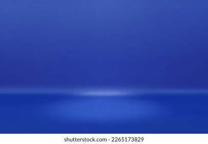 Abstrakter, blauer Hintergrund. Leeres blauer Farbraum, Studio, Raum. als Hintergrund für die Anzeige Ihrer Produkte.  3D-Vektorgrafik.