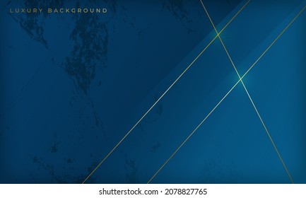 Resumen de fondo azul de lujo con rayas diagonales líneas doradas. Plantilla moderna de diseño de textura de mármol gris para folletos, negocios, banner, volante, tarjeta y cubierta.