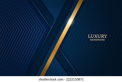 Abstract luxury blue and gold stripe background. Vector Illustration