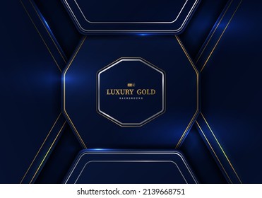 Abstraktes luxuriöses Blau- und Golddesign der geometrischen Vorlage. Gut organisiertes Objekt für die Nutzung. Illustrationsvektor