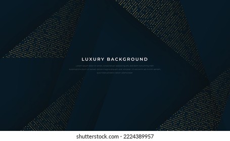 Abstract Luxury Blue Gradient Overlap Layers Background with Golden Glitters Dots. Vector Illustration