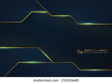 Abstract luxury blue tech design template with gold design decoration background. Decorate for ad, poster, ad, poster. illustration vector eps10