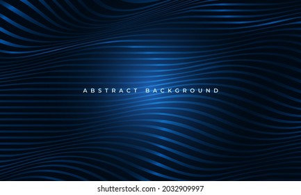 Abstract luxury blue waved glowing shapes elegance background. Striped horizontal wavy line modern pattern corporate concept for banner, poster, presentation, cover, landing page. Vector illustration