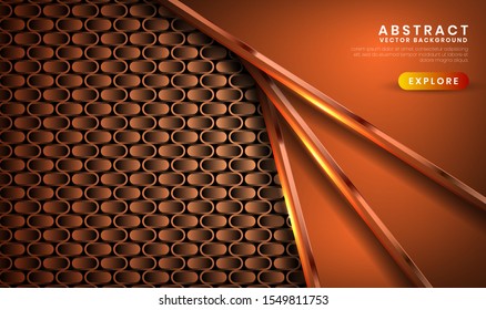 Abstract luxury brown background overlap layer on dark space with metallic lines combinations for use element landing page, banner, brochure, and flyer.